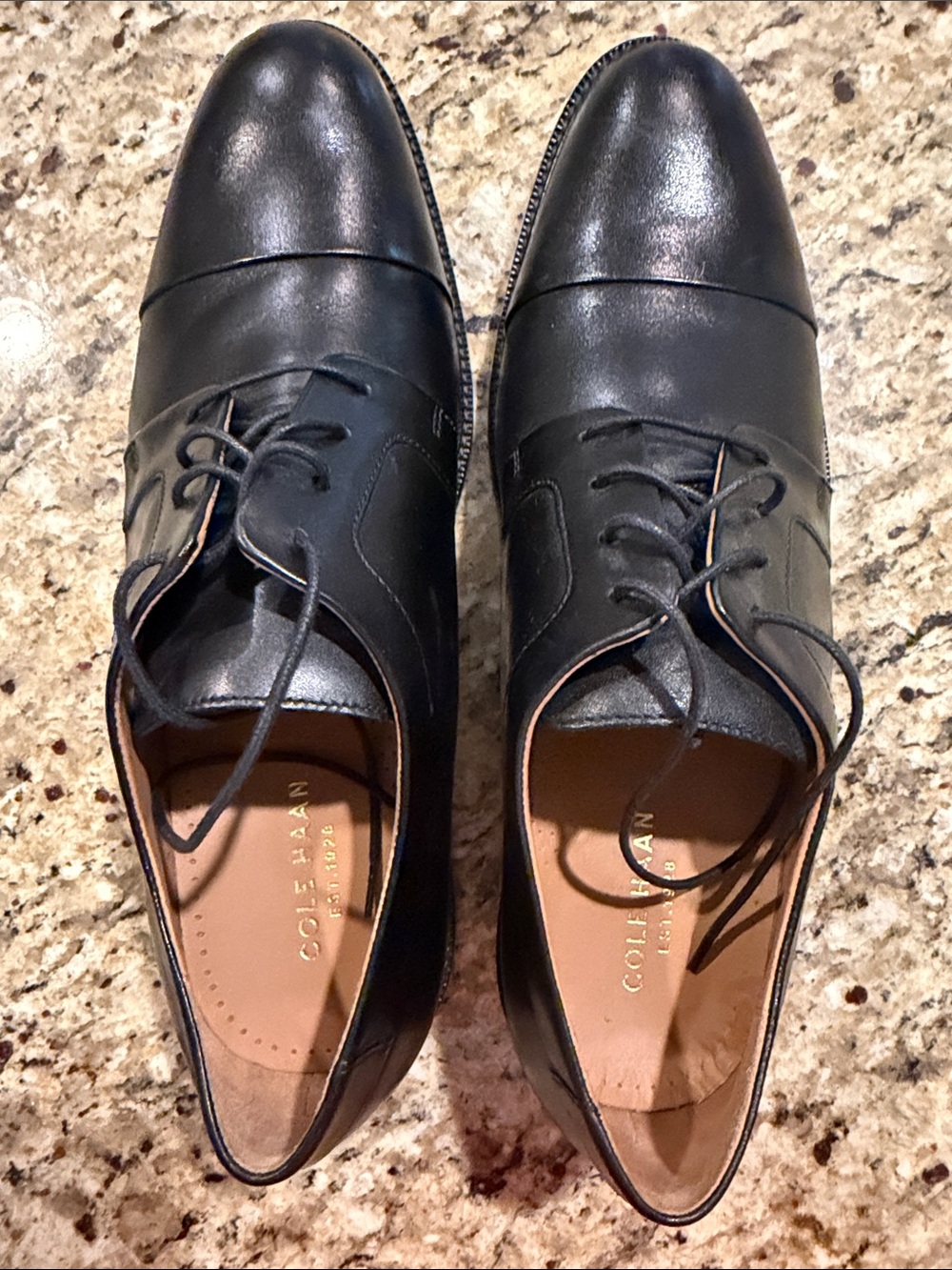 Cole Haan Black Leather Cap-Toe Derby Dress Shoes